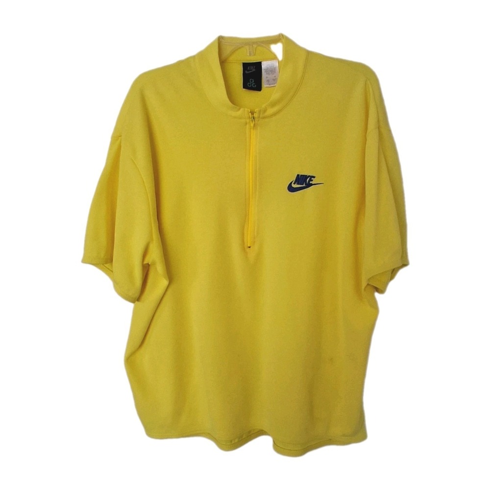 Vintage Nike ACG Cycling Jersey Men's XL Yellow Biking Shirt Poly Cotton READ